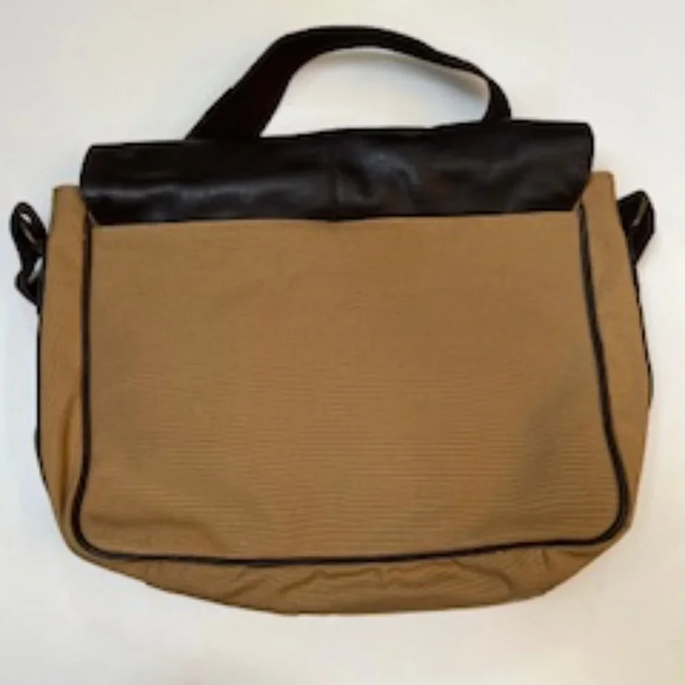 Winn International Cotton Canvas Messenger Bag W/Leather Style 2414